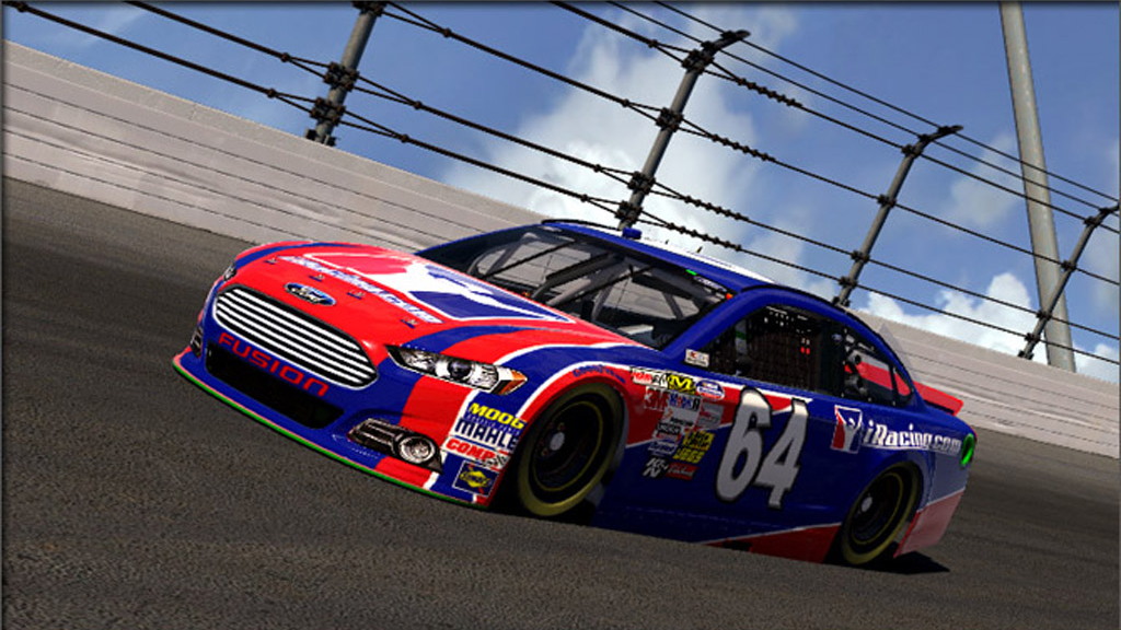 2014 Chevrolet SS and Ford Fusion NASCAR race cars on iRacing simulator
