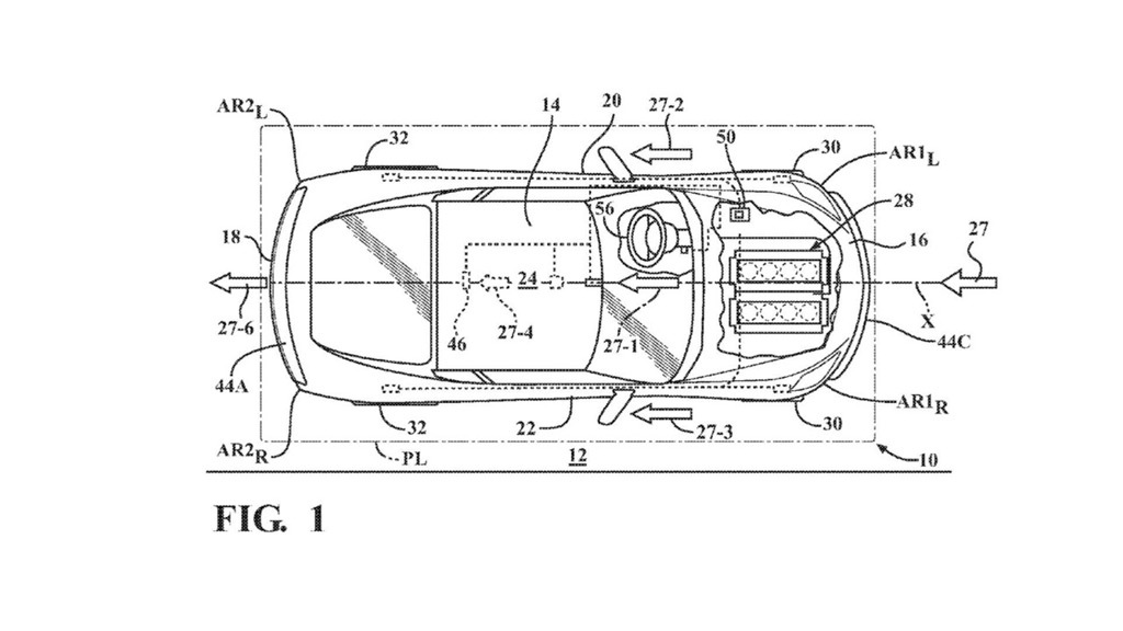 General Motors patent drawing for active aerodynamics system
