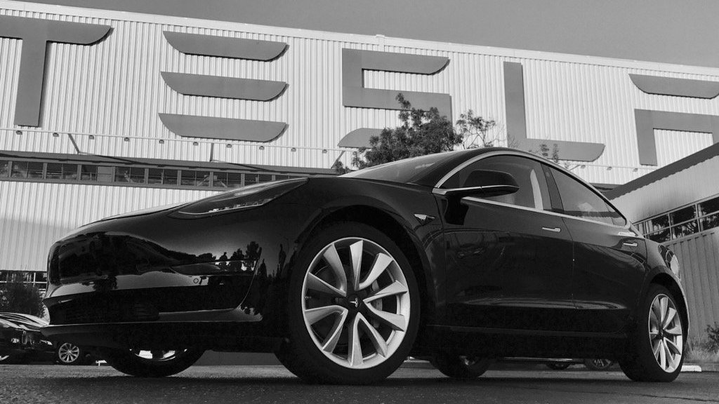 2017 Tesla Model 3 "first production" car, in photo tweeted by Elon Musk on July 9, 2017