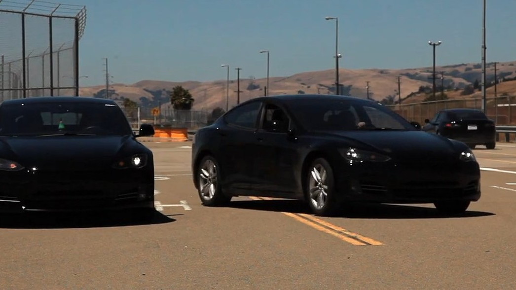 Tesla Model S Alpha build cars testing on track