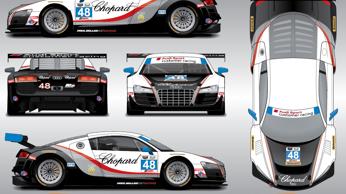 Paul Miller Racing Audi R8 LMS GTD livery for the 2014 Rolex 24 Hours of Daytona