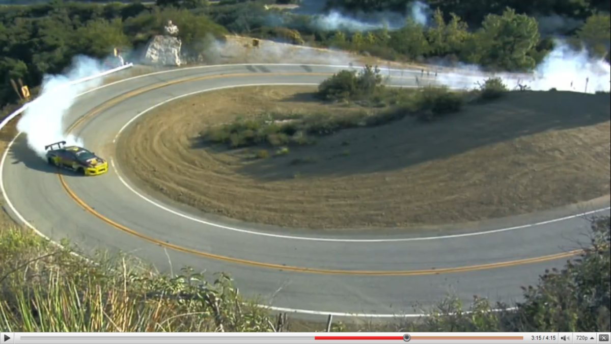 Tanner Foust drifts Mullholland Drive in Scion tC