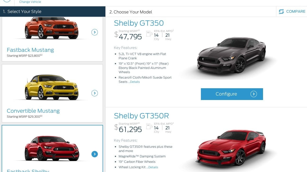 Shelby GT350 Mustang Pricing