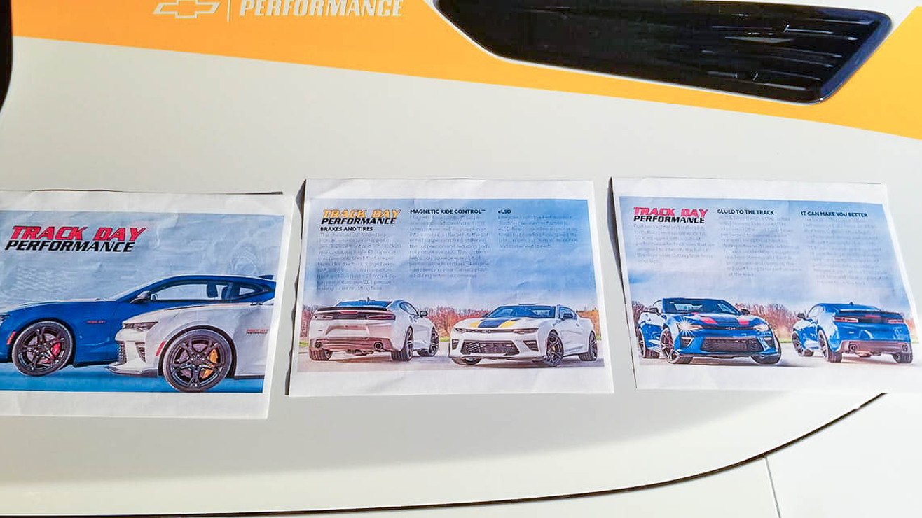 2017 Track Day Performance Camaro marketing materials