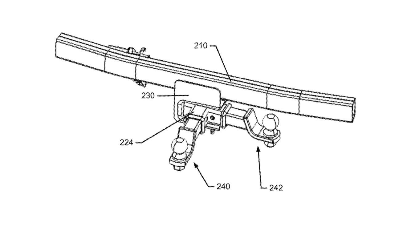 Ford pivoting trailer hitch patent image