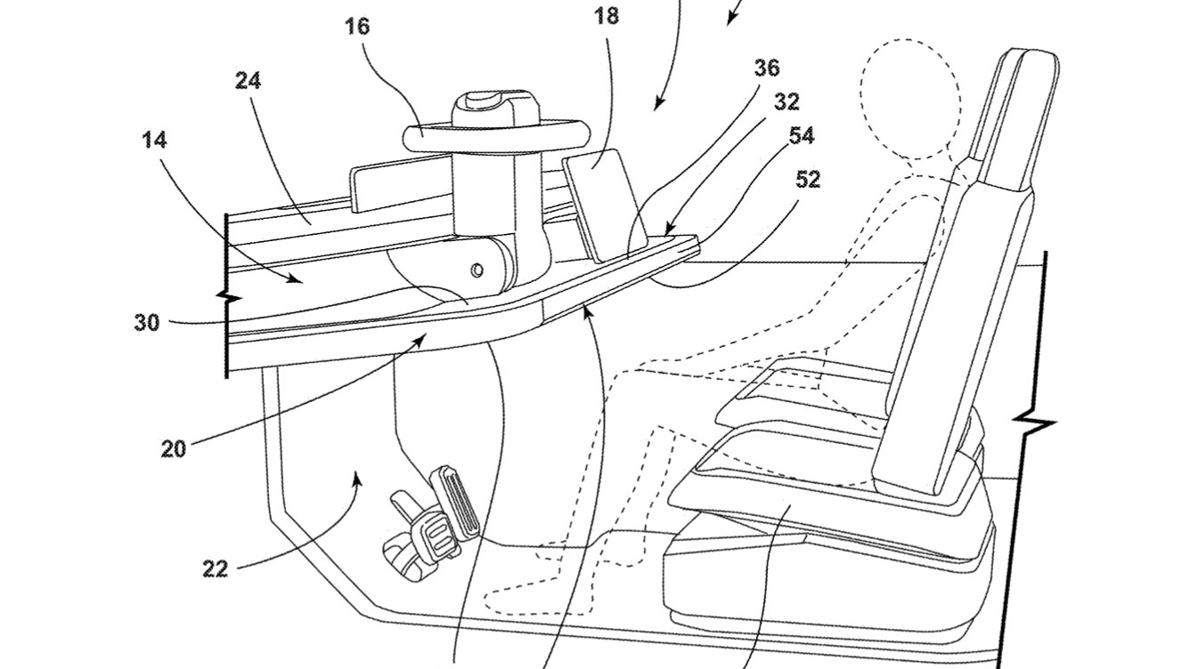 Ford deployable desk patent image