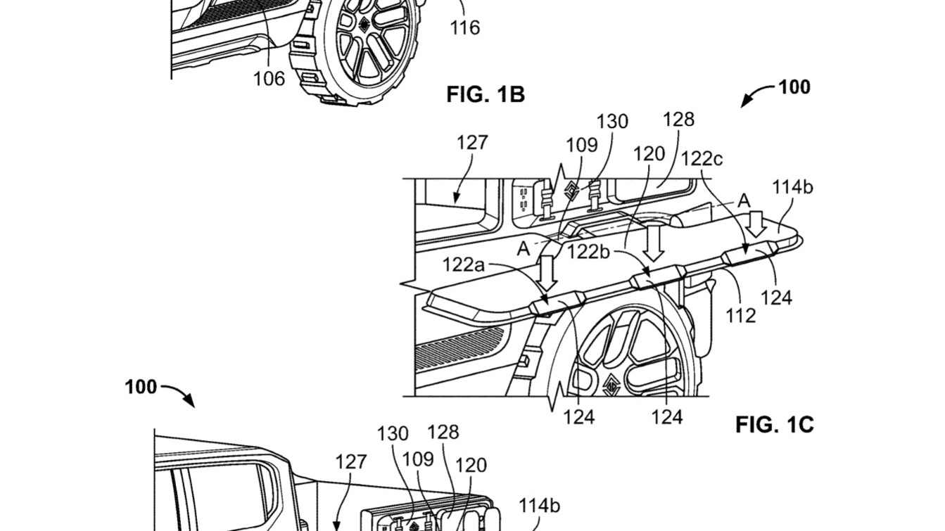 Rivian bed storage patent image