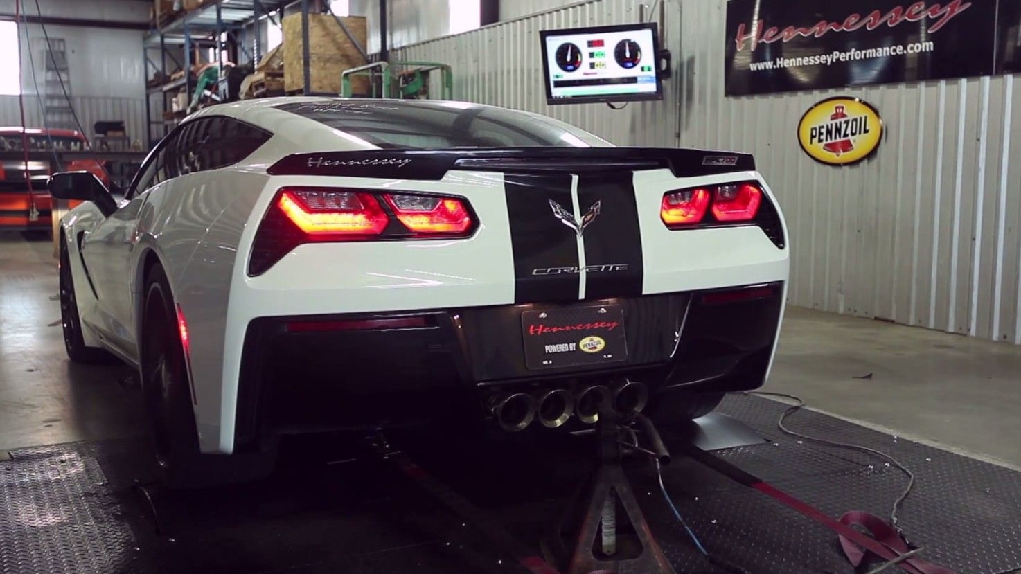 Supercharged Hennessey HPE700 Corvette Stingray on the dyno