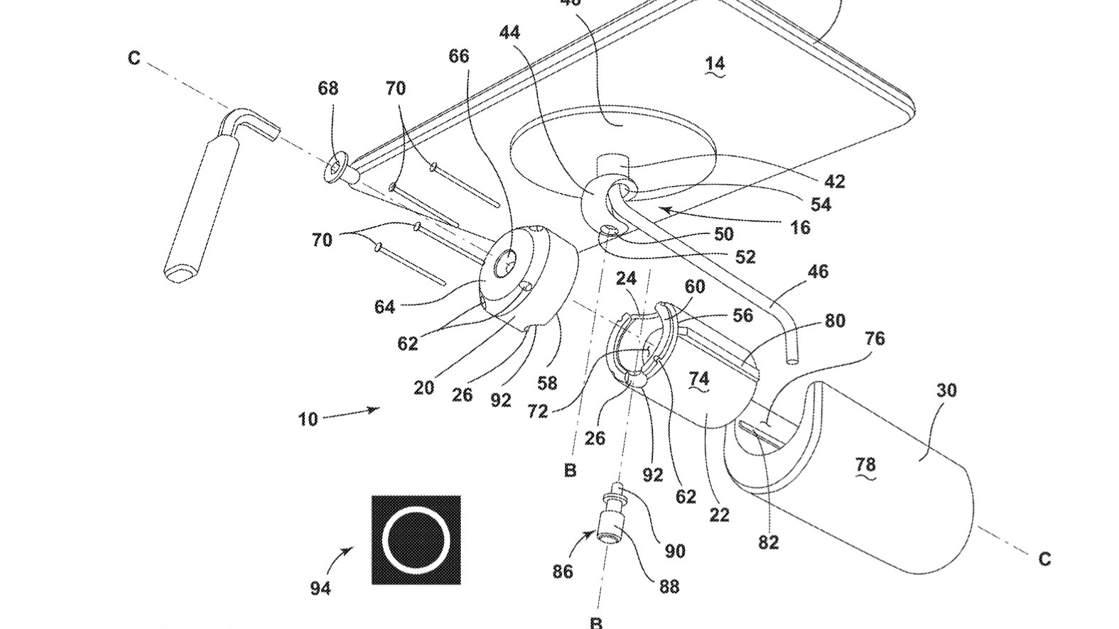 Ford swiveling display patent image