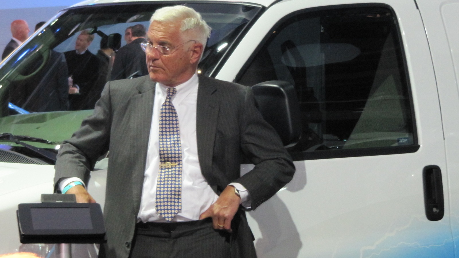 Bob Lutz at Via Motors extended-range electric truck conversion launch, 2012 Detroit Auto Show