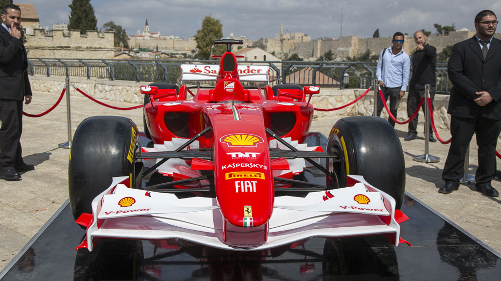 Ferrari Formula One car touches down in Jerusalem, Israel