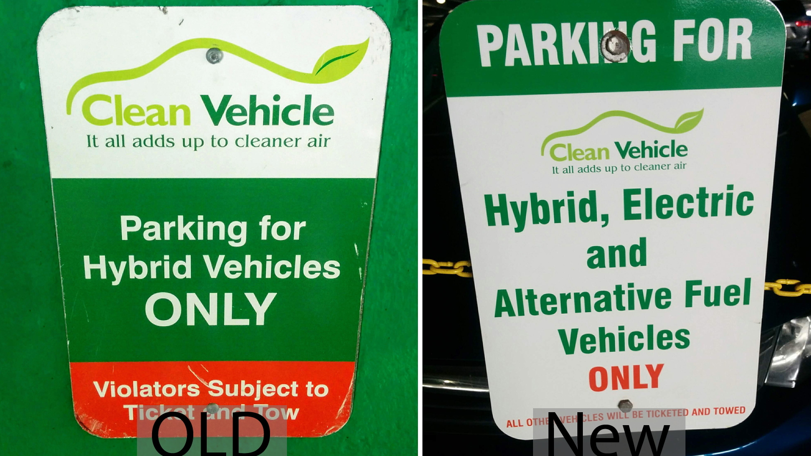 Massachusetts updates green-car parking signs at Logan Airport [CREDIT: JOHN BRIGGS]