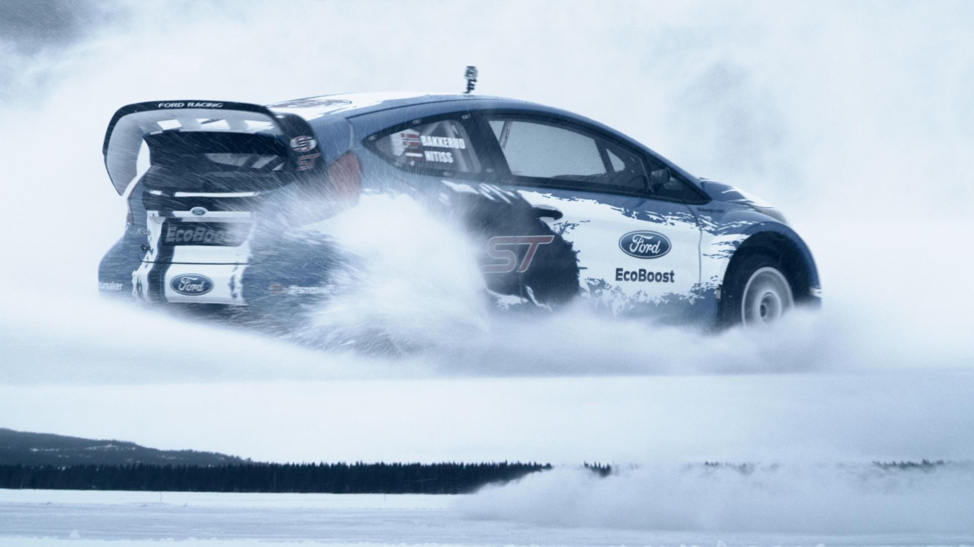 2014 Ford Fiesta ST rallycross car winter testing