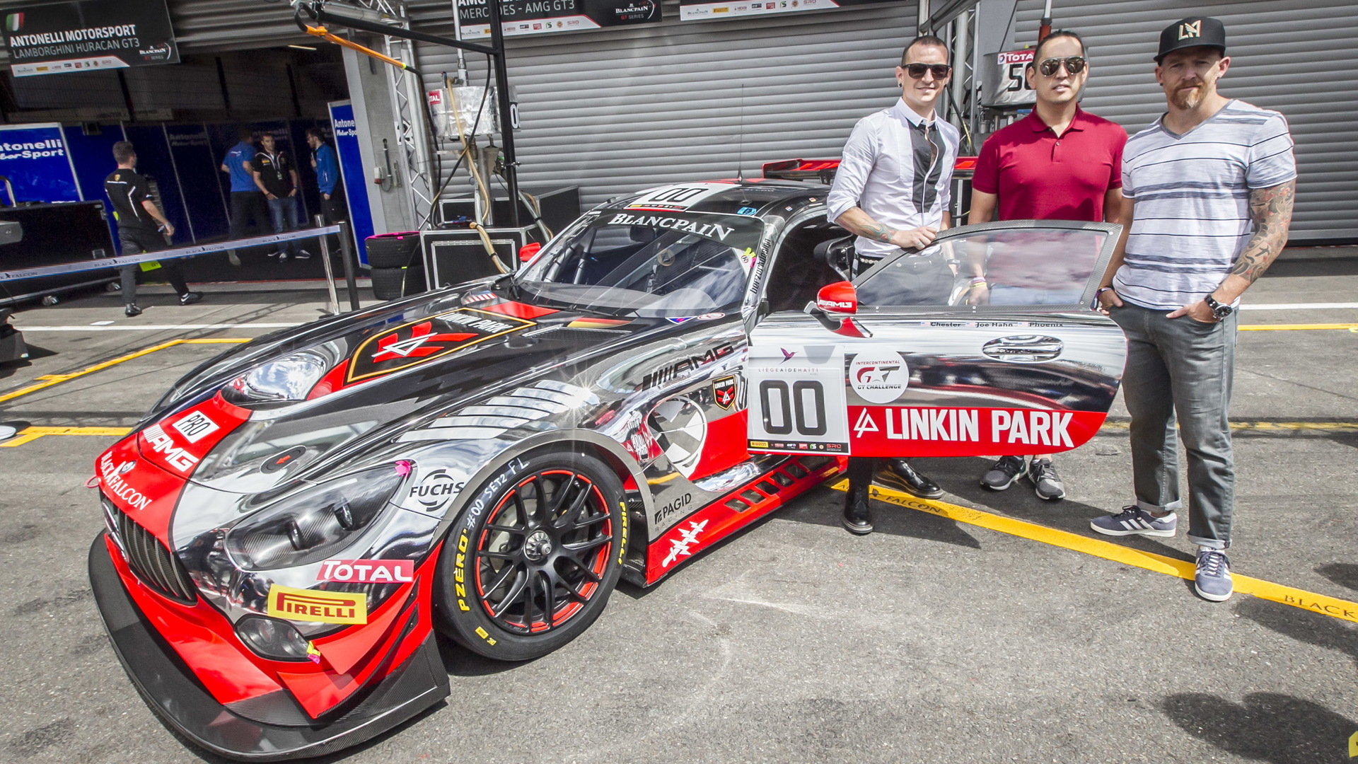 Linkin Park with the 2016 Mercedes-AMG GT3 they helped design, 2016 Spa 24 Hours