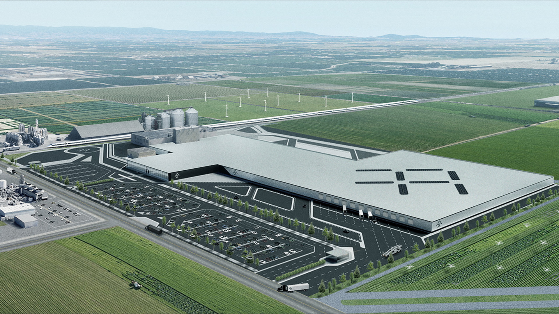 Artist’s impression of Faraday Future’s proposed plant in Hanford, California