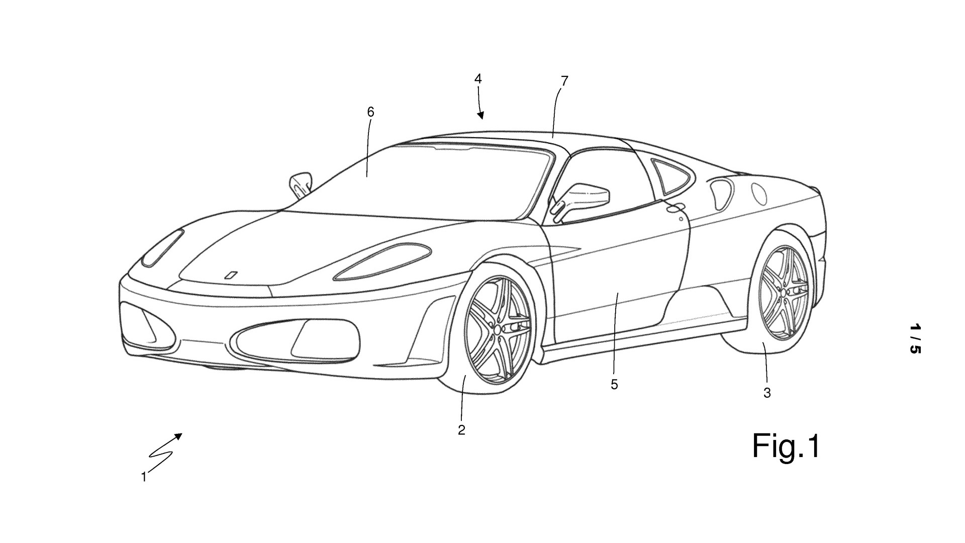 Ferrari patent for car with targa top