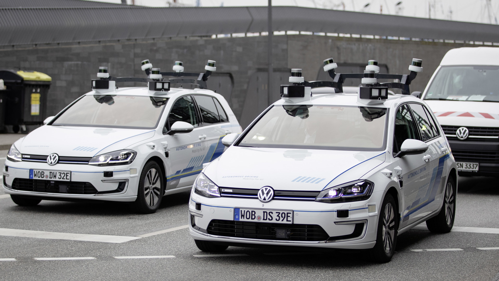 Volkswagen self-driving car prototype testing in Hamburg, Germany - April 3, 2019