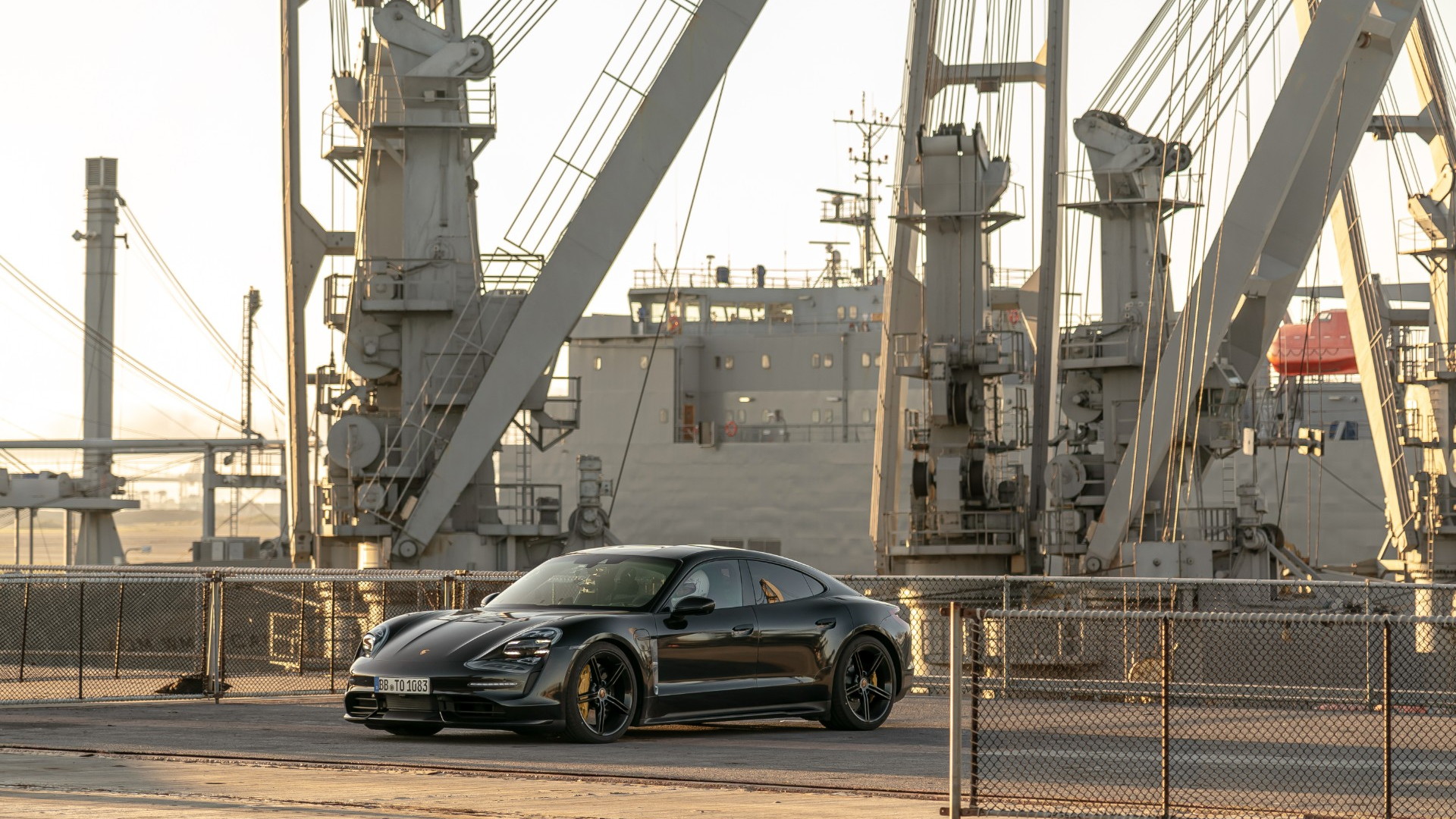 2020 Porsche Taycan  -  0-90-0 mph stunt on USS Hornet aircraft carrier