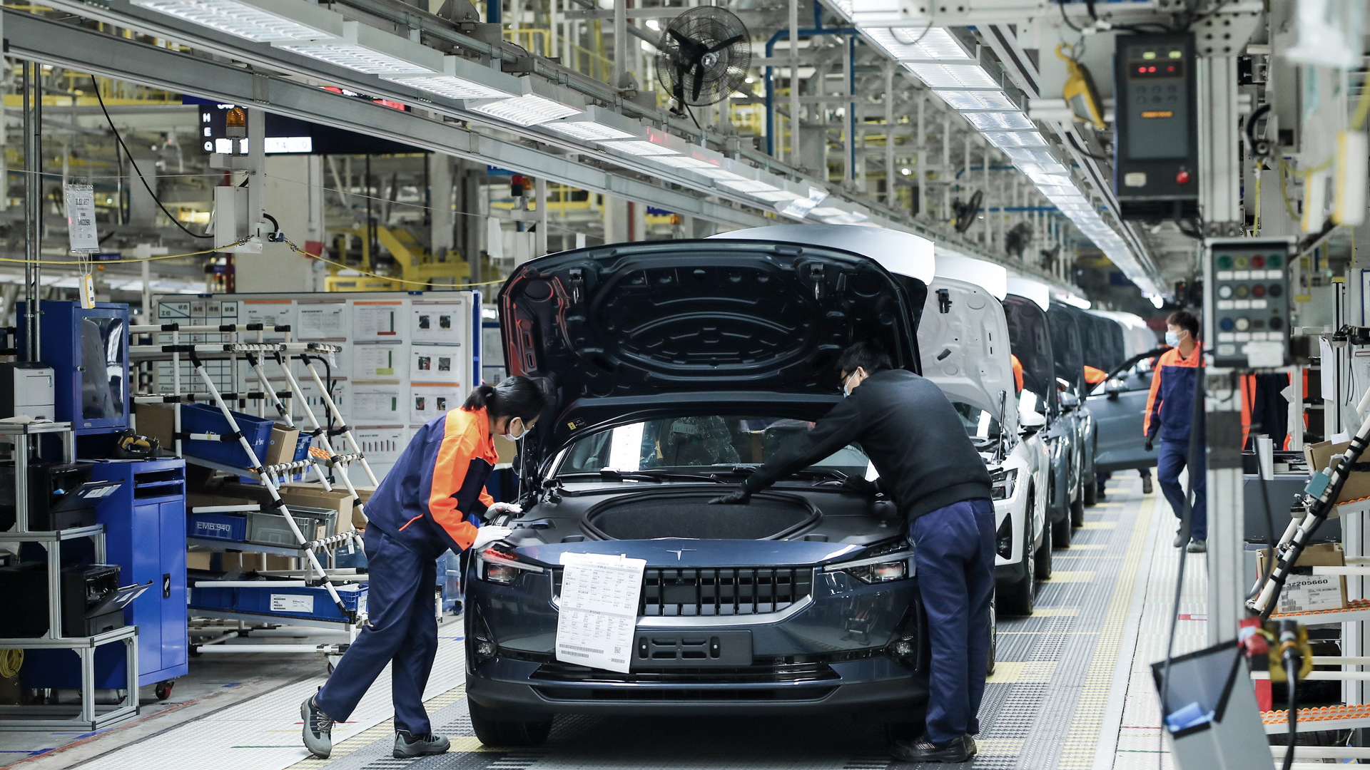 Polestar 2 production at plant in Luqiao, China