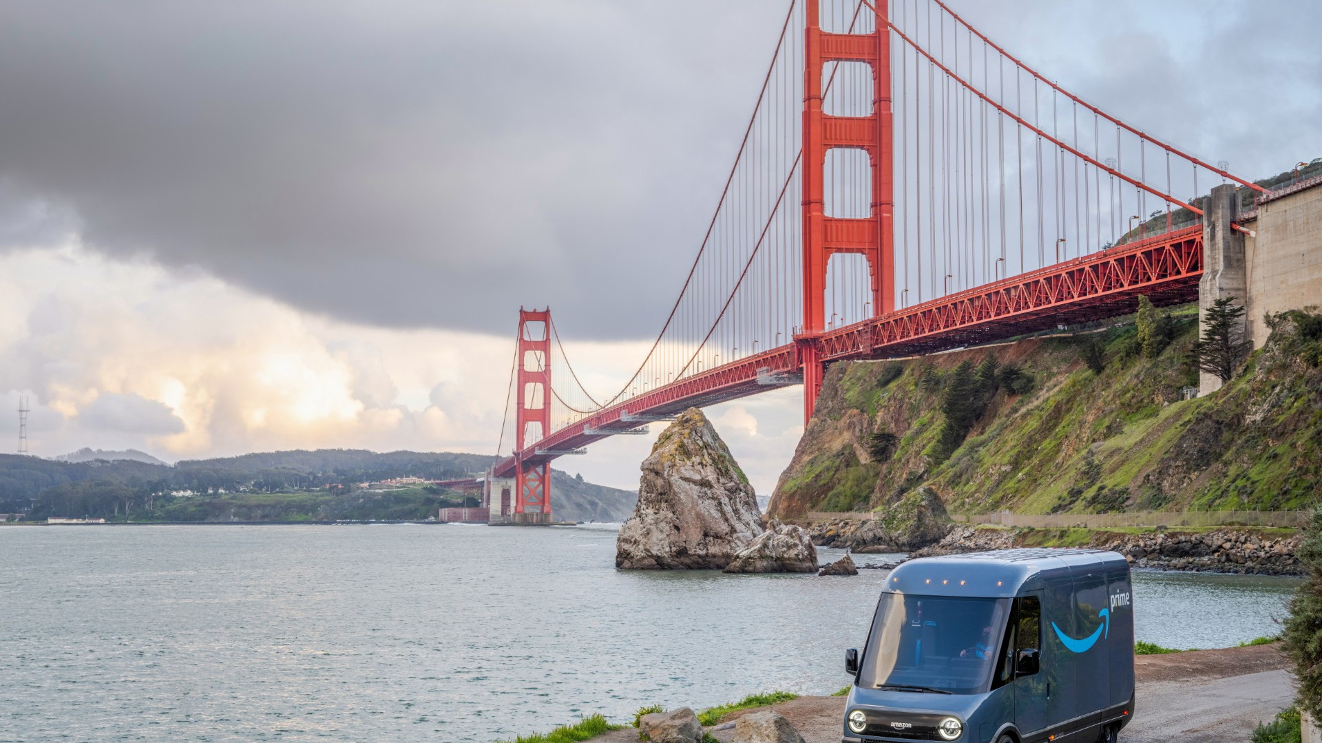 Rivian Amazon electric delivery truck  -  San Francisco