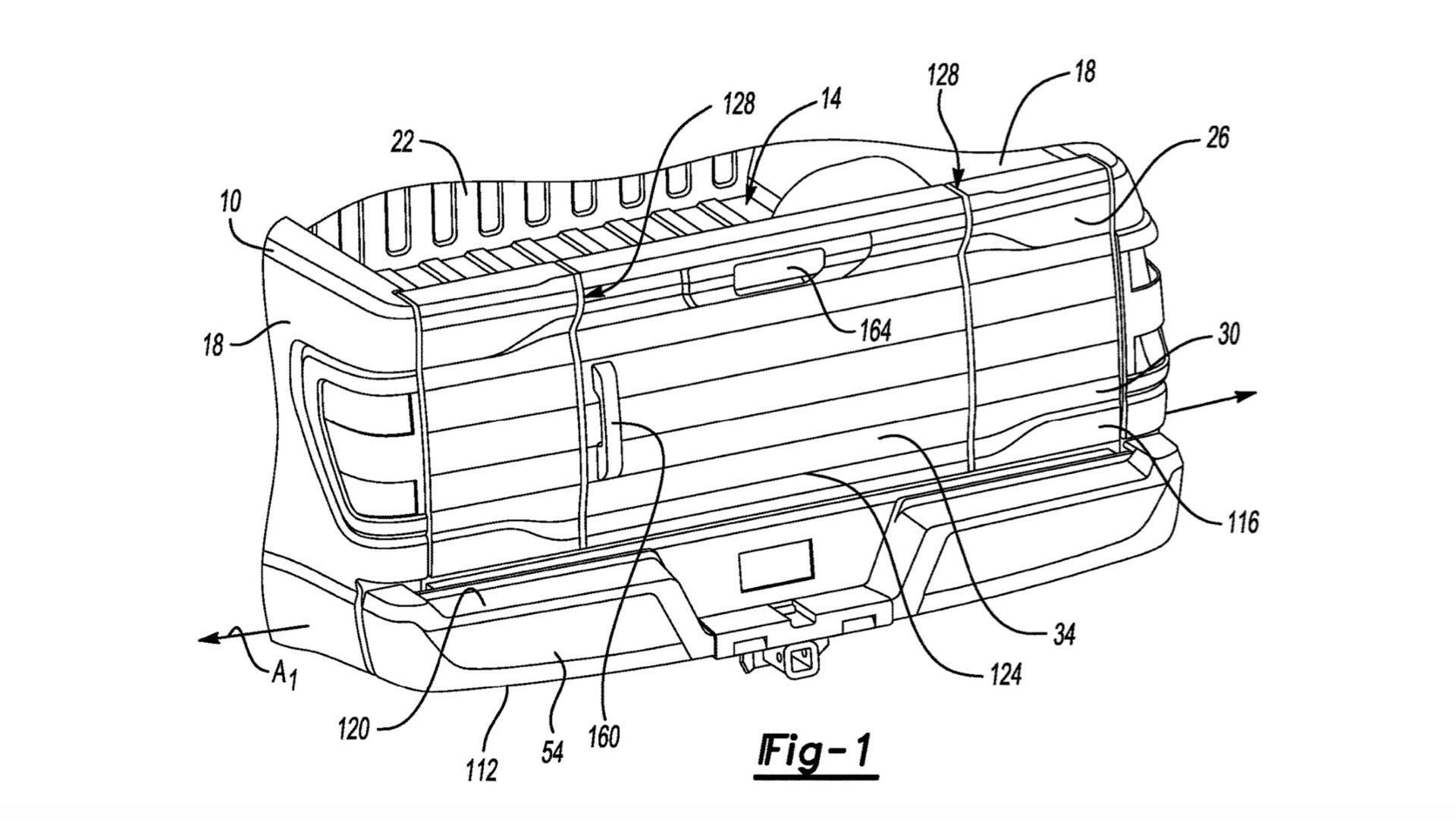 Ford trisected tailgate patent image
