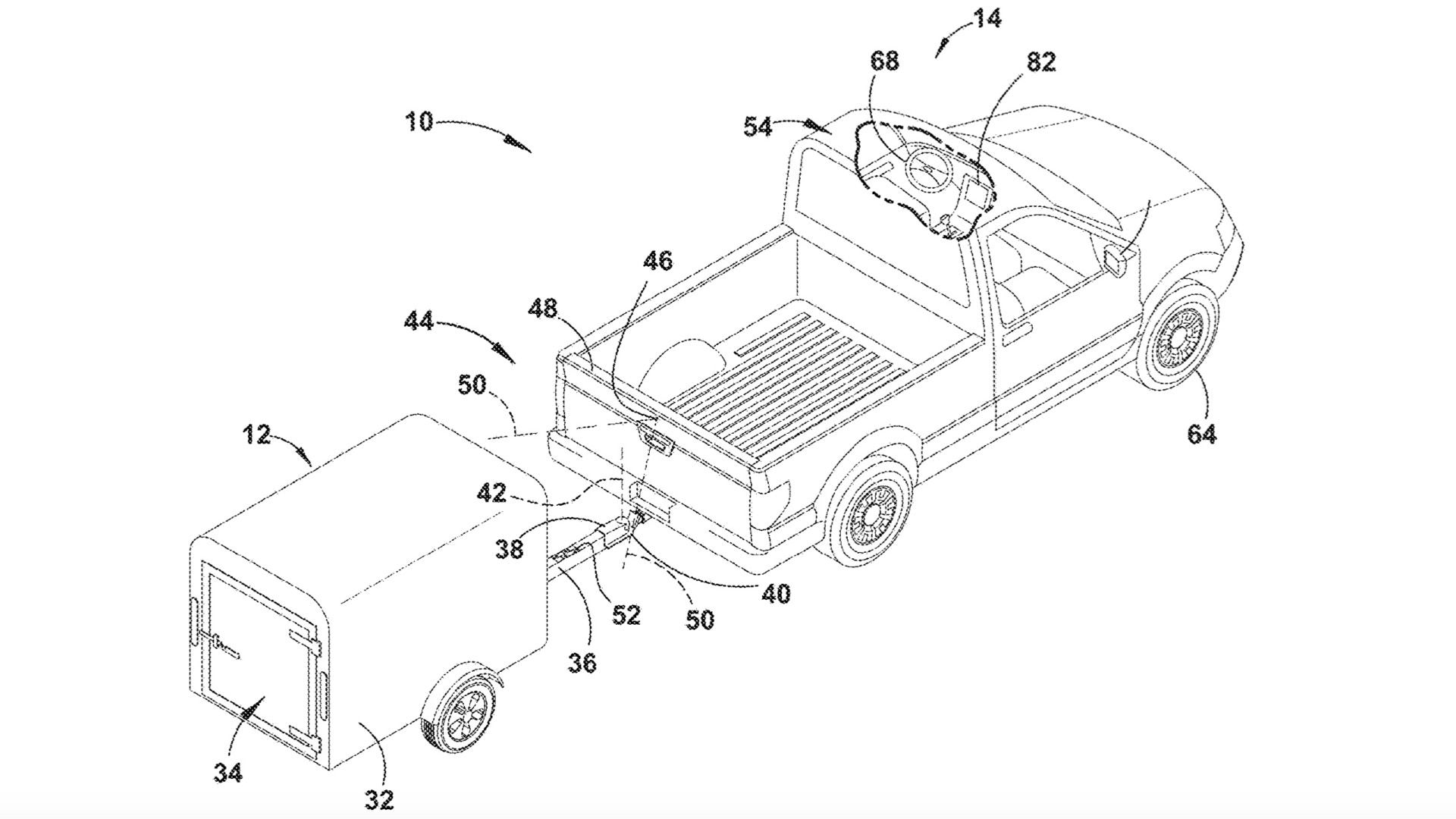 Ford trailer sideswipe avoidance system patent image
