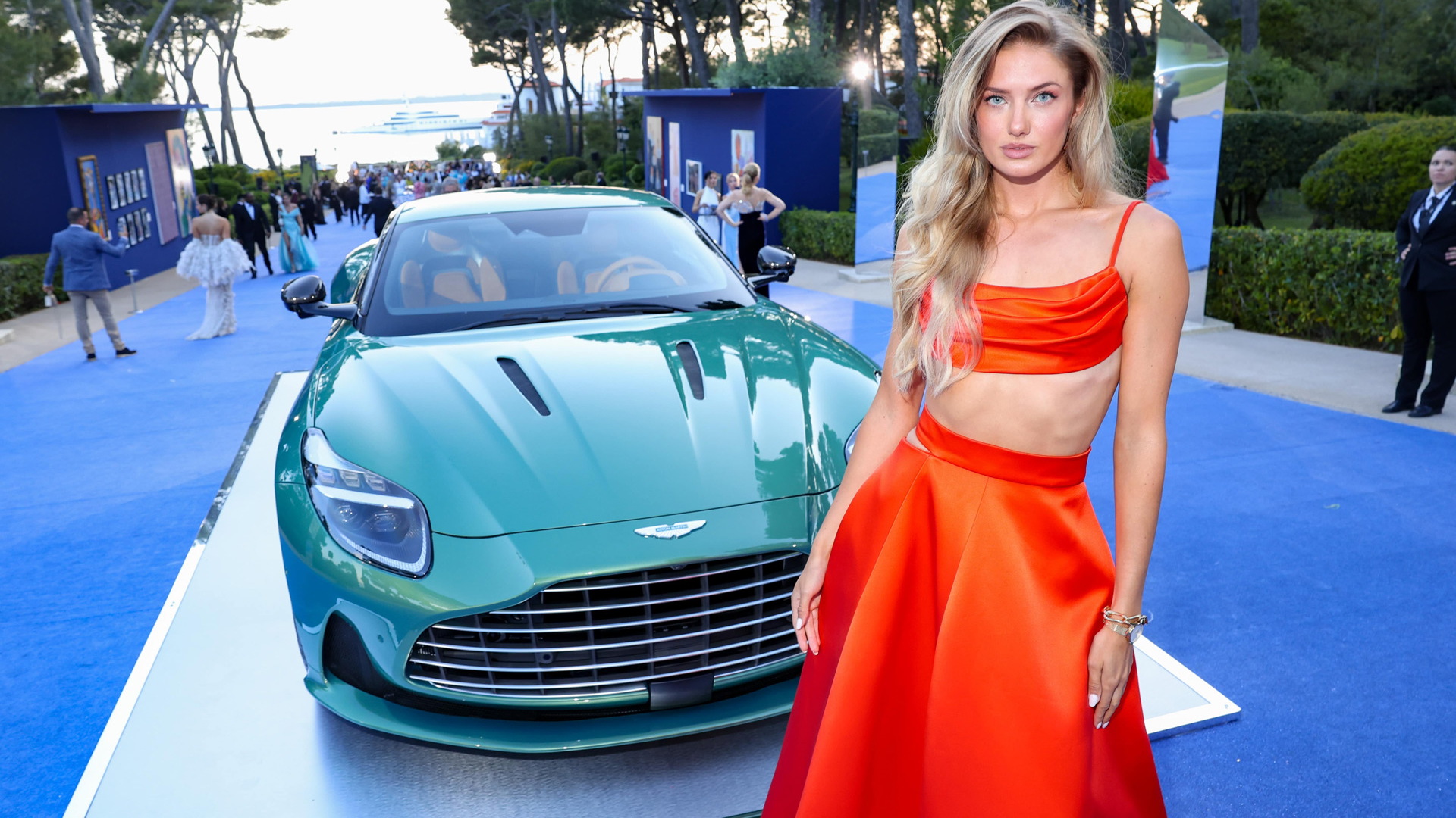 Alica Schmidt at charity auction of first Aston Martin DB12 - May 2023