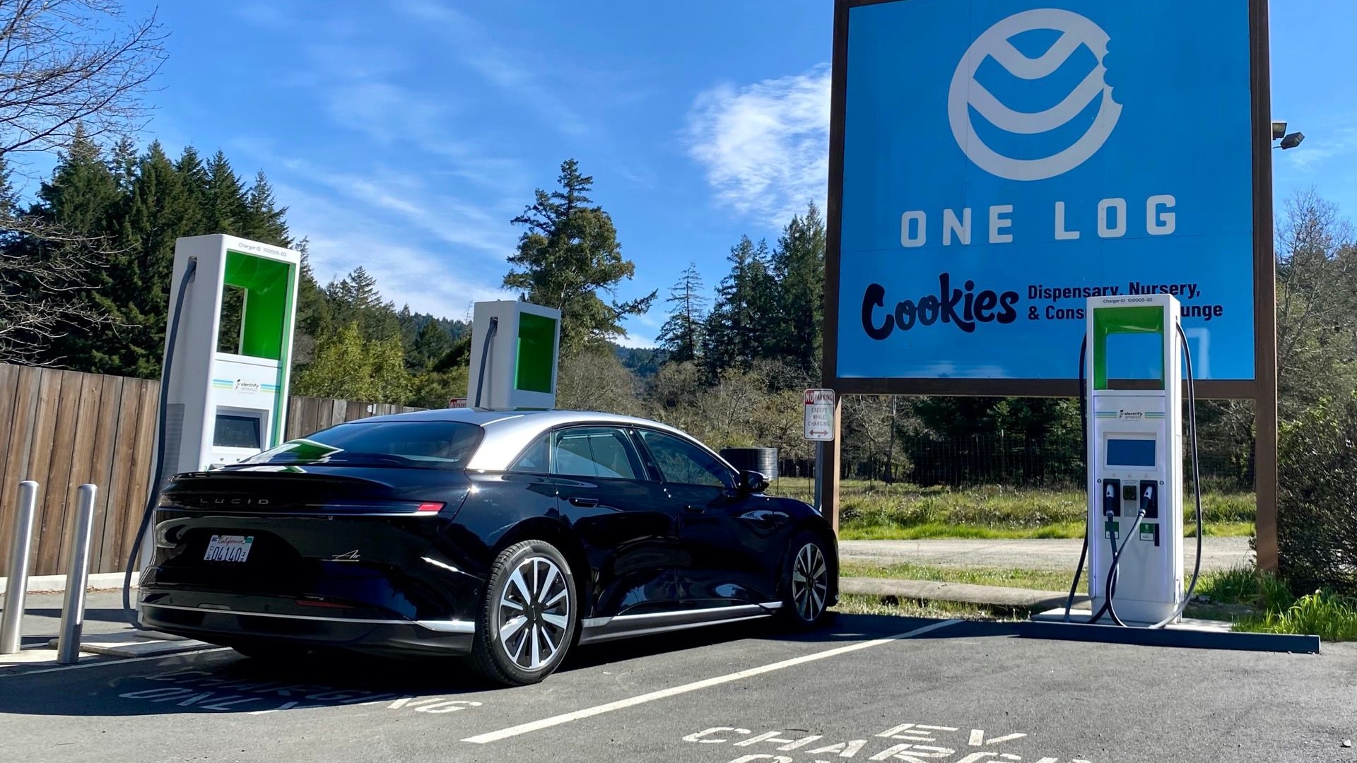 2022 Lucid Air fast-charging in Garberville, CA