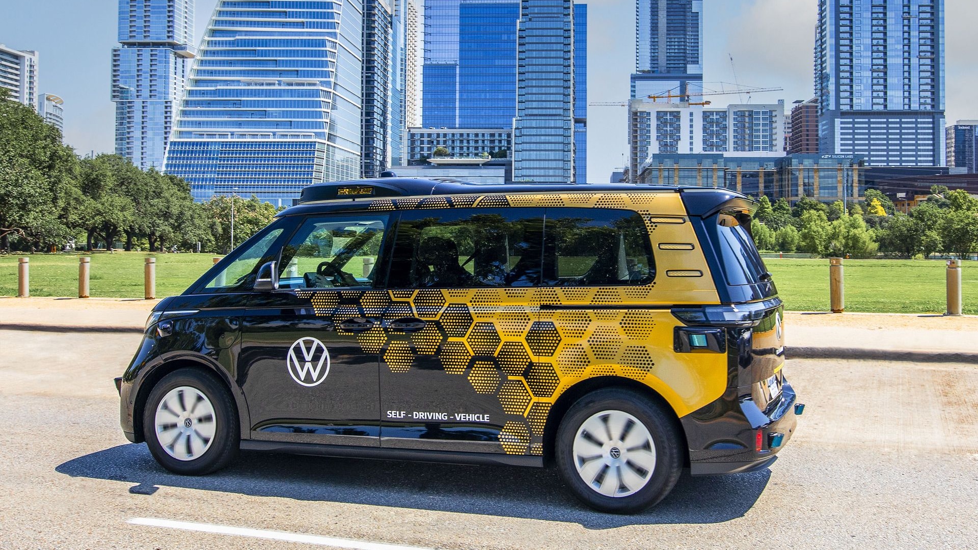 Volkswagen ID.Buzz self-driving prototype testing in Austin, Texas - July 2023