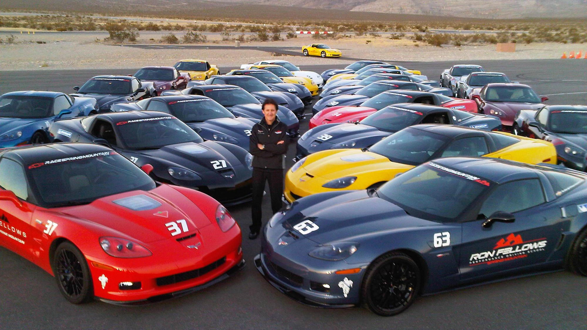 Ron Fellows with Corvettes at the Ron Fellows Performance Driving School