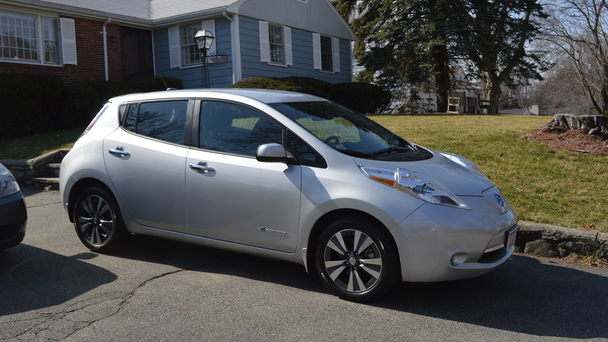 2015 Nissan Leaf outside home  [photo: John C. Briggs]