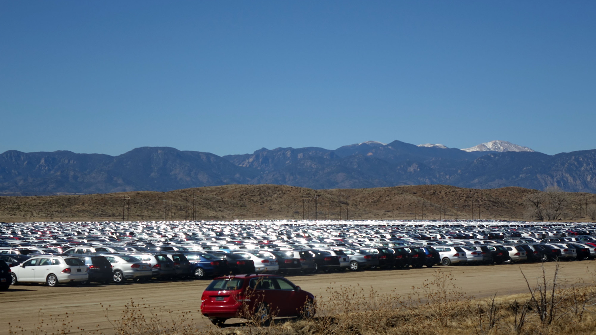 Volkswagen turbodiesels await their fate near Pikes Peak International Raceway in Colorado Springs