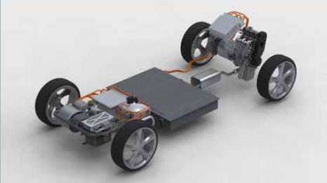 Proton Concept platform showing battery pack and Lotus range-extender engine, 2010 Geneva Motor Show