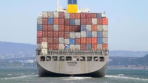 San Francisco Bay cargo ship, by Flickr user Bernard Garon