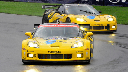 Corvette Racing's C6.R in the rain at MId-Ohio Sports Car Course Photo: Anne Proffit
