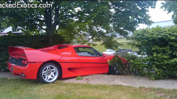 Ferrari F50 crashed by FBI agent in 2009--Image via WreckedExotics