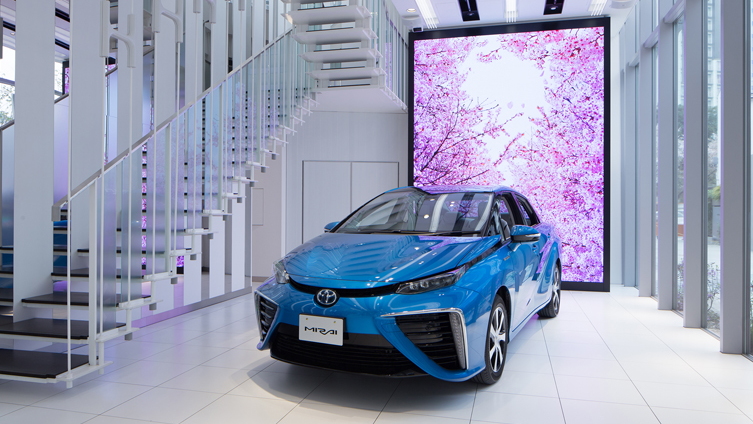 Toyota Mirai showroom and hydrogen fueling station, Tokyo, Japan, May 2015