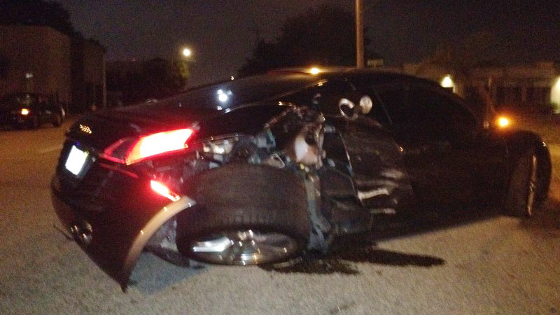 Wreckage of Audi R8 involved in crash in Tampa, Florida