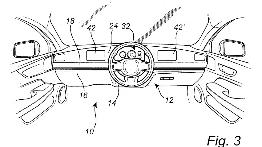 Volvo sliding steering wheel patent image