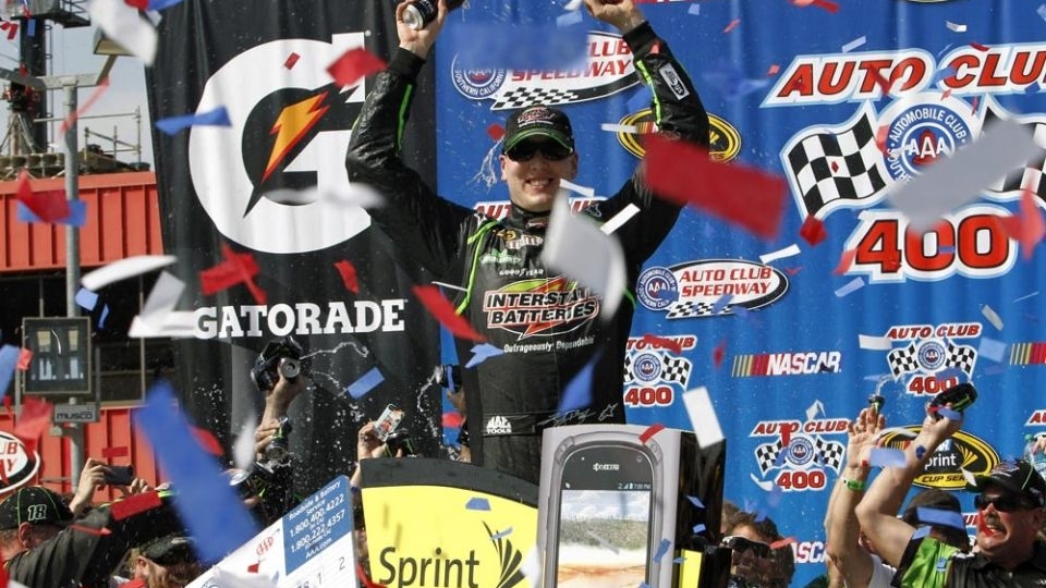 Kyle Busch celebrates in Fontana - image: Kyle Busch Motorsports