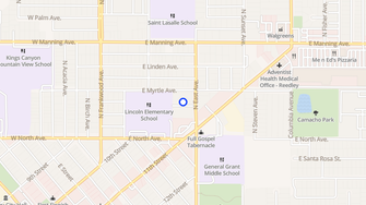 Map for Oakwood Apartments - Reedley, CA